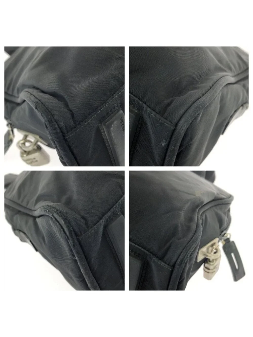 Prada Tessuto Black Silver Nylon Handbag